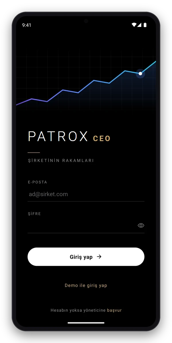 Patrox CEO giriş ekranı: Şirketinin rakamları